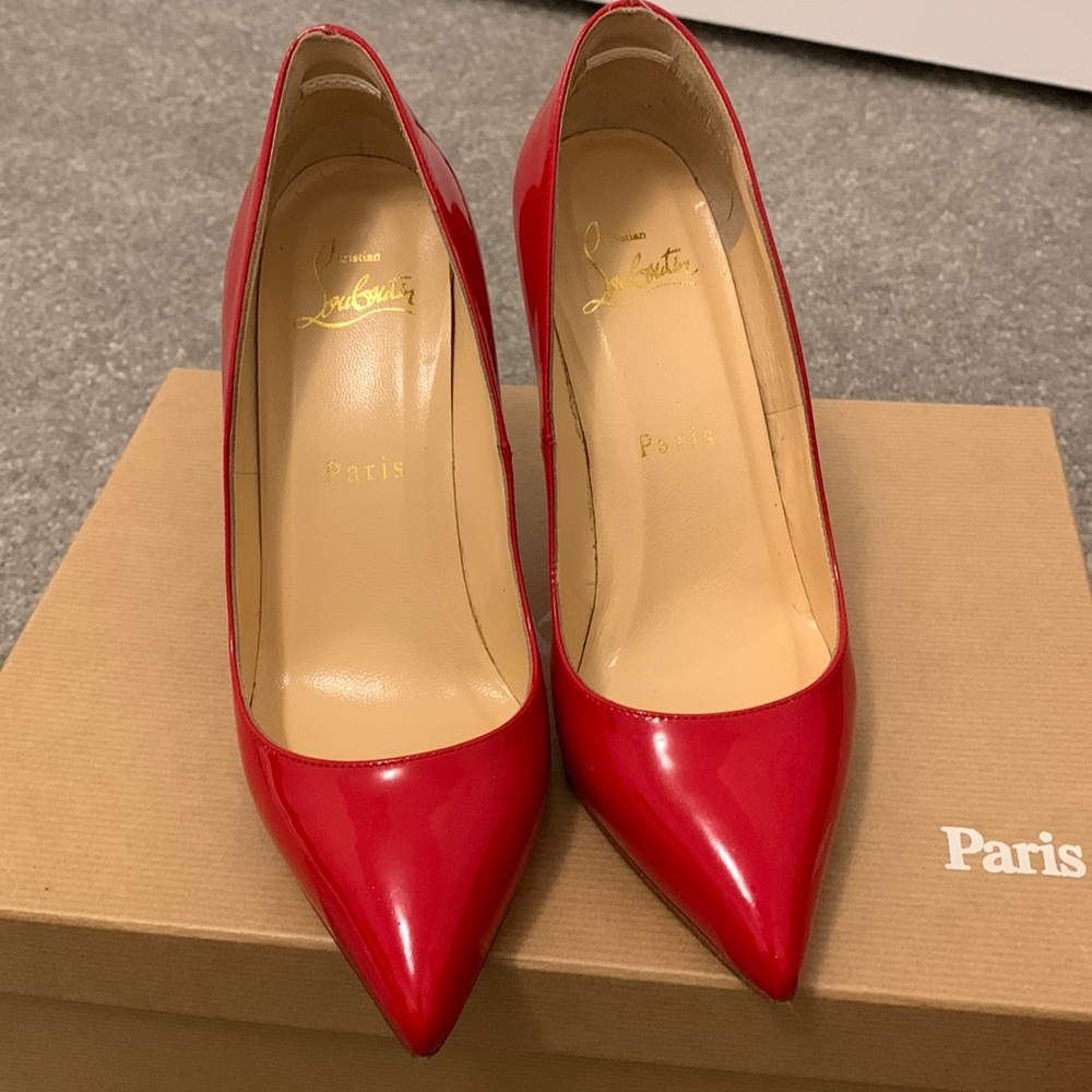 Christian Louboutin Batignolles 100 Patent Pump Rouge Lipstick Size 4.5